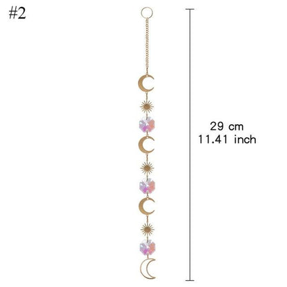 Home Decor Crystal Sun-catchers Window Pendant Hanging Curtain Wind-chimes Light Catcher Star Moon Pendant Rainbow Wind Chime Prisms Wind Chime Hanging Ornaments For Garden Home Christmas Decorations Gift