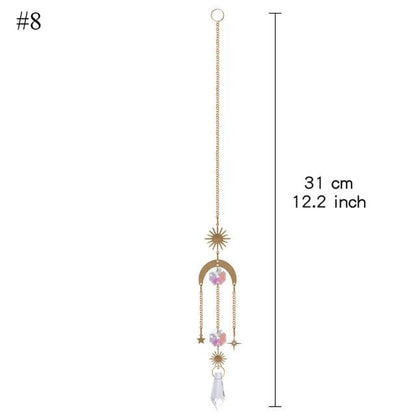 Home Decor Crystal Sun-catchers Window Pendant Hanging Curtain Wind-chimes Light Catcher Star Moon Pendant Rainbow Wind Chime Prisms Wind Chime Hanging Ornaments For Garden Home Christmas Decorations Gift