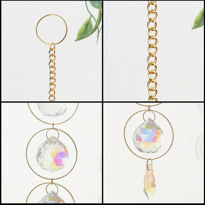 Home Decor Crystal Sun-catchers Window Pendant Hanging Curtain Wind-chimes Light Catcher Star Moon Pendant Rainbow Wind Chime Prisms Wind Chime Hanging Ornaments For Garden Home Christmas Decorations Gift