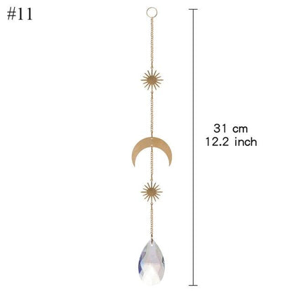 Home Decor Crystal Sun-catchers Window Pendant Hanging Curtain Wind-chimes Light Catcher Star Moon Pendant Rainbow Wind Chime Prisms Wind Chime Hanging Ornaments For Garden Home Christmas Decorations Gift