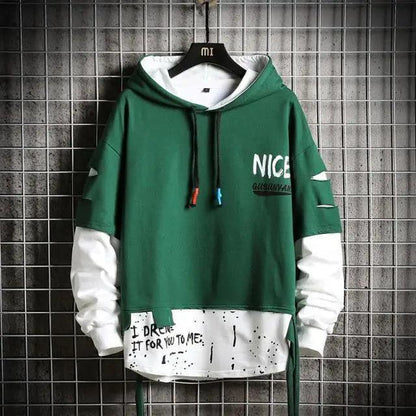 Hooded Sweatshirts Mens Letter Print Hoodies Streetwear Hip Hop Pullover Hoodie Men's Hooded Sweatshirt Men's Contrast Color Patchwork Hooded Sweatshirt Long Sleeve Pocket Jacket