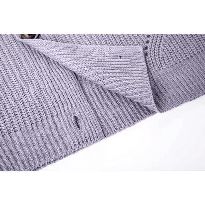 Hot Look Stylish Women's Knitted Cardigans Sweater Fashionable Autumn Long Sleeve Loose Coat Casual Button Thick V Neck Solid Female Tops
