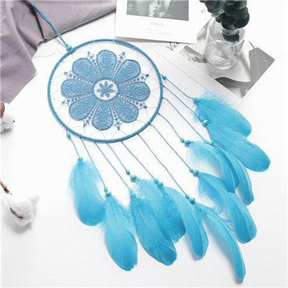Indian Style Dreamcatcher Handmade Wind Chimes Hanging Pendant Dream Catcher For Bedroom Home Wall Art Hangings Decorations Feather Flowers Dream Catchers For Girls Kids Nursery Bedroom Wall Decor Festival Gift
