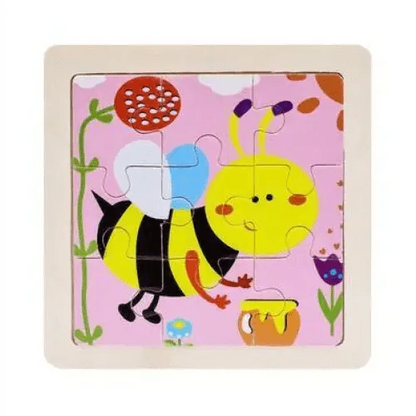 Intelligence Kids Toy Wooden 3D Puzzle Tangram for Children Baby Cartoon Animal , Traffic Puzzles Educational Learning Toys