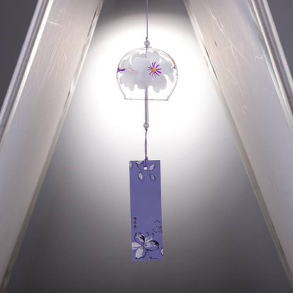 Japan Style Hand-paint Sakura Glass Wind Chimes Creative Gifts Painted Window & Door Hanging Bells Decorations Hanging Wind Chime Pendant Label Chimes Wind Bells Gift For Mom Home
