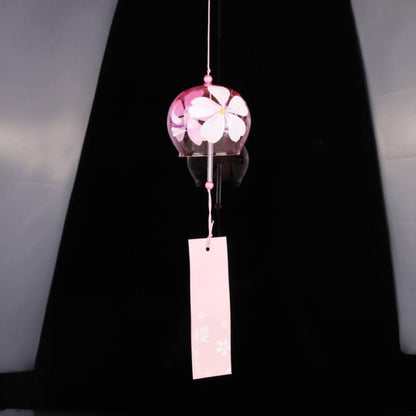 Japan Style Hand-paint Sakura Glass Wind Chimes Creative Gifts Painted Window & Door Hanging Bells Decorations Hanging Wind Chime Pendant Label Chimes Wind Bells Gift For Mom Home