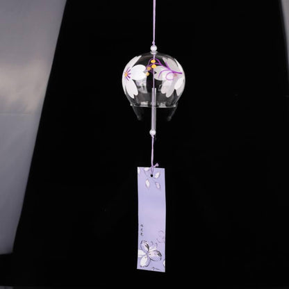 Japan Style Hand-paint Sakura Glass Wind Chimes Creative Gifts Painted Window & Door Hanging Bells Decorations Hanging Wind Chime Pendant Label Chimes Wind Bells Gift For Mom Home