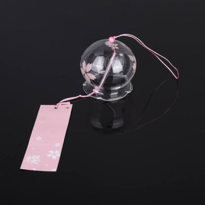 Japan Style Hand-paint Sakura Glass Wind Chimes Creative Gifts Painted Window & Door Hanging Bells Decorations Hanging Wind Chime Pendant Label Chimes Wind Bells Gift For Mom Home