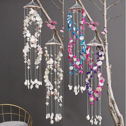 Japanese Wind Chimes Bells Hanging Ornaments Mobile Portable Waterproof Outdoor Wind-chime Mediterranean Style Home Garden Yard Decoration Natural Shell Wind Chimes Birthday Gifts