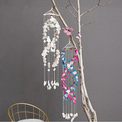 Japanese Wind Chimes Bells Hanging Ornaments Mobile Portable Waterproof Outdoor Wind-chime Mediterranean Style Home Garden Yard Decoration Natural Shell Wind Chimes Birthday Gifts