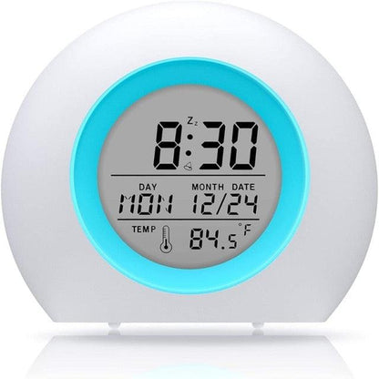 Kids Digital Alarm Clock 7 Color Night Light Snooze Temperature Detect Children Sleep Bedside Color Night Light Snooze Temperature Detect for Toddler Children Boys and Girls Students to Wake up at Bedroom Bedside Cute Wake Up Timer Alarm Clock