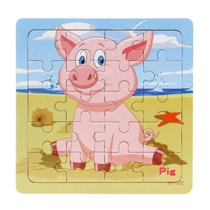 Kids Puzzle Toy Animals and Vehicle Wooden Puzzles Jigsaw Baby Educational Learning Toys for Children Gift