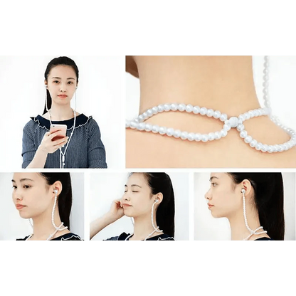 Ladies Luxury Pearl Necklace Pink Earphones With Mic Excellent Sound Quality Stereo Earphones For Everyday Use