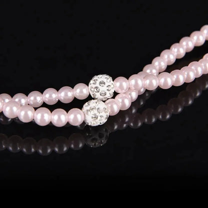 Ladies Luxury Pearl Necklace Pink Earphones With Mic Excellent Sound Quality Stereo Earphones For Everyday Use