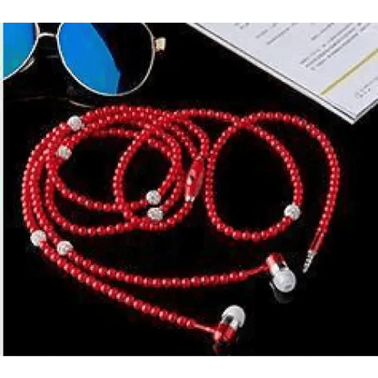 Ladies Luxury Pearl Necklace Pink Earphones With Mic Excellent Sound Quality Stereo Earphones For Everyday Use