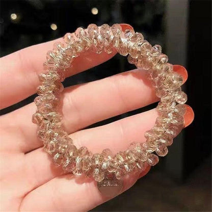 Ladies Pearl Multicolor Beads Hair Tie Elastic Hair Rope Simple Metal Sheets Scrunchies Ponytail Holders Hair Accessories for Women and Girls