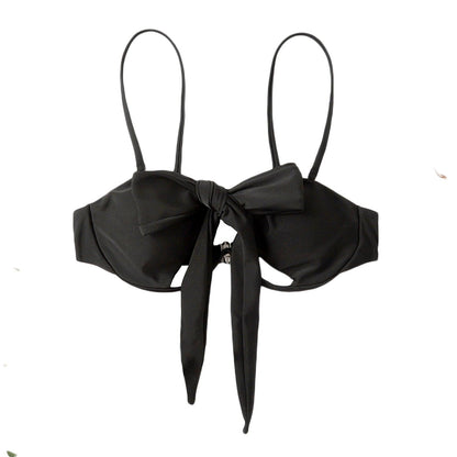 Ladies Summer Solid Color  Swimsuit Female Detachable Shoulder Strap Halter Bikini Women's Bikini Swimsuits One Piece Bathing Suits Tie Knot Cutout Swimwear with Crisscross Design
