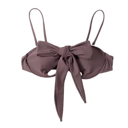 Ladies Summer Solid Color  Swimsuit Female Detachable Shoulder Strap Halter Bikini Women's Bikini Swimsuits One Piece Bathing Suits Tie Knot Cutout Swimwear with Crisscross Design
