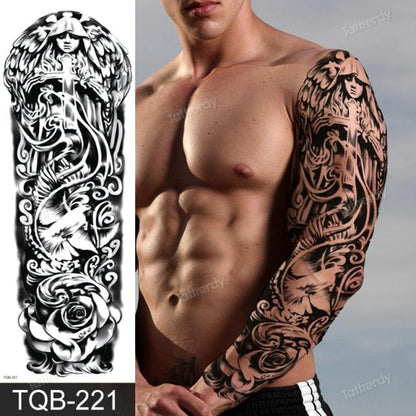 Large Black Temporary Tattoo Waterproof Luxury Big Tattoo For Body Arm Legs Modern Design