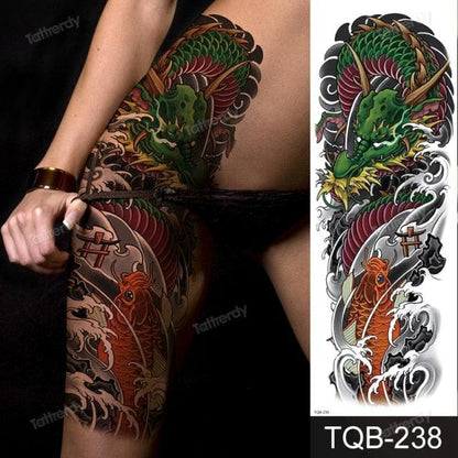 Large Black Temporary Tattoo Waterproof Luxury Big Tattoo For Body Arm Legs Modern Design