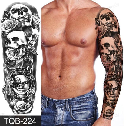 Large Black Temporary Tattoo Waterproof Luxury Big Tattoo For Body Arm Legs Modern Design