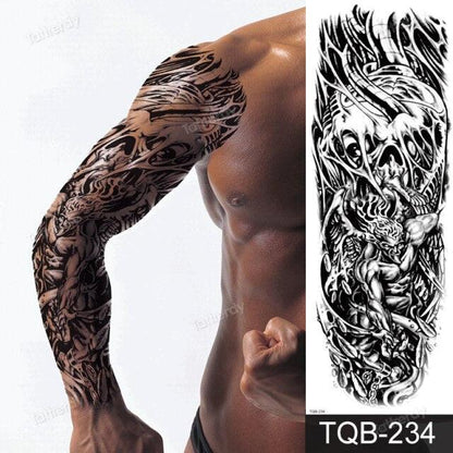 Large Black Temporary Tattoo Waterproof Luxury Big Tattoo For Body Arm Legs Modern Design