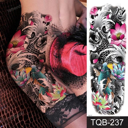 Large Black Temporary Tattoo Waterproof Luxury Big Tattoo For Body Arm Legs Modern Design
