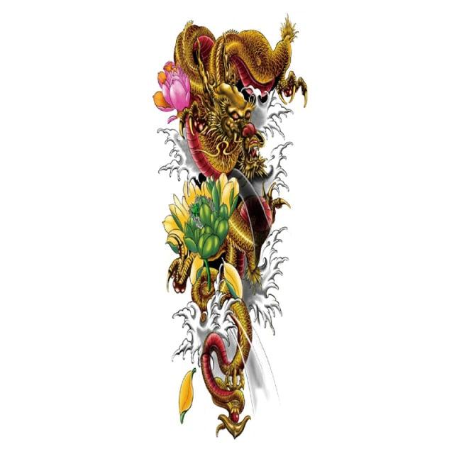 Large Colorful Tattoos For Men Waterproof Dragon Sticker Temporary Luxury Big 3D Tattoo Modern Design