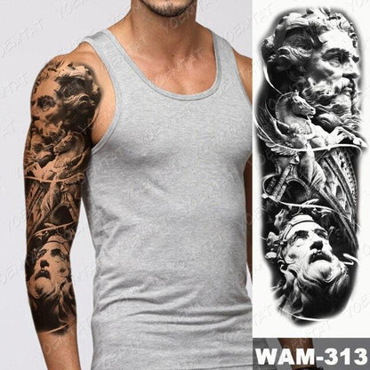 Large Tattoo Sleeve Arm Waterproof Temporary Sticker Tiger Fox For Arm Luxury Colorful Design