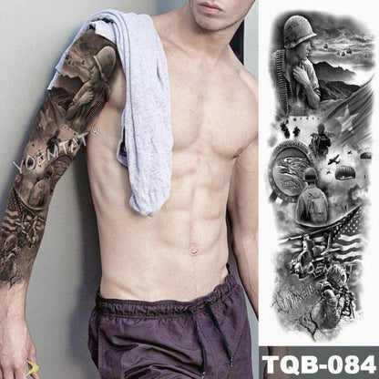 Large Tattoo Sleeve Arm Waterproof Temporary Sticker Tiger Fox For Arm Luxury Colorful Design