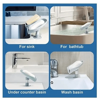 Leaf Shaped Soap Dish Holder Suction Cup Soap Dish For Bathroom Shower Soap Box Sponge Soap Holder Storage Tray Soap container Soap Dish Holder Lotus Leaf Shape With Suction Cup Drain Detachable Soap Box Not Punched Toilet Bath Drain Shelf Storage