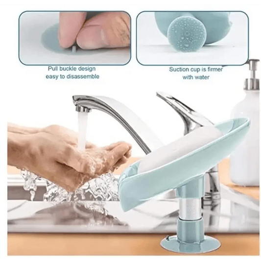 Leaf Shaped Soap Dish Holder Suction Cup Soap Dish For Bathroom Shower Soap Box Sponge Soap Holder Storage Tray Soap container Soap Dish Holder Lotus Leaf Shape With Suction Cup Drain Detachable Soap Box Not Punched Toilet Bath Drain Shelf Storage