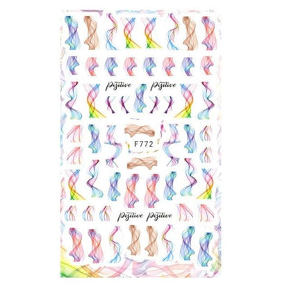 Leaf With Lines Nails Sticker Designer Fruit Nail Art 3D Decals Acrylic Designs Self Adhesive Manicure Slider Stickers Glitter Decals Love Nail Sequins Laser Heart Nail Supplies Sparkle Nail Accessories Star Accessories Heart Nail Art