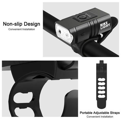 LED Bicycle Light Front USB Rechargeable 1000 Lumen Bike Front Lamp Mountain Bicycle Headlight Adjustable Lightness And Flashlight With Waterproof IPX5 And Large Capacity Battery