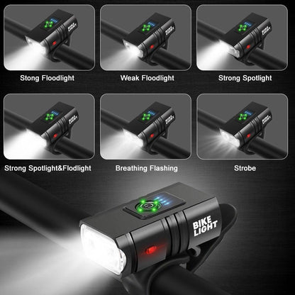 LED Bicycle Light Front USB Rechargeable 1000 Lumen Bike Front Lamp Mountain Bicycle Headlight Adjustable Lightness And Flashlight With Waterproof IPX5 And Large Capacity Battery