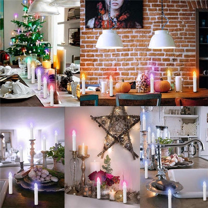 LED Candle Lamp Simulation Flame Light Warm Candle Family Party Christmas Birthday Party Decorated With Candles Ivory Battery Operated LED Taper Candles With Remote Control Christmas Candles
