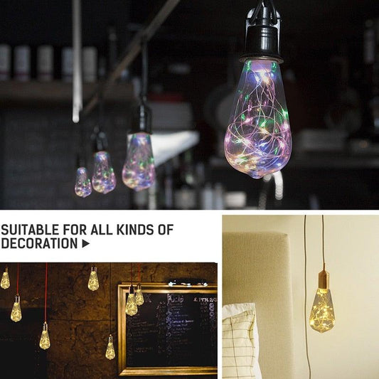 LED Copper Bulb Warm Colorful Lighting LED Edison String Light Bulb Home Decor Holiday Night Light Lamp For Reading Office Desk Lights