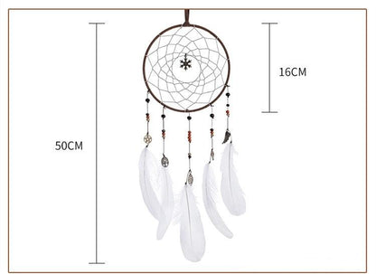 LED Dream Catcher Lamp Flying Wind Chimes Lighting Dream-catcher Handmade Ornaments Traditional Gifts Feather Pendant Romantic Creative Wall Hanging Home Wall Decoration Ornament Craft Native American Style