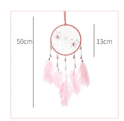 LED Dream Catcher Lamp Flying Wind Chimes Lighting Dream-catcher Handmade Ornaments Traditional Gifts Feather Pendant Romantic Creative Wall Hanging Home Wall Decoration Ornament Craft Native American Style