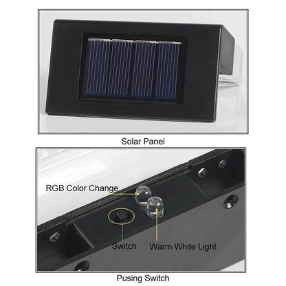 LED Solar Fence Light Outdoor Courtyard Home Garden Decoration Light RGB Waterproof Plywood Lights Decorative Table Lamp Cute Study Lamps for Bedroom Décor