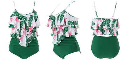 Leopard Bikini High Waist Bikini Animal Print Floral Swimsuit Ruffle Swimsuit Plus Size Swimwear Women Swimsuits for Women Two Piece Bathing Suits Ruffle Tops With High Waist Bottoms Bikini Sets For Teen Girls