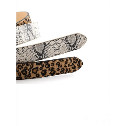 Leopard PU Leather Pattern 105cm Round Buckle Belt Women Trendy Dress Cute Classic Belts