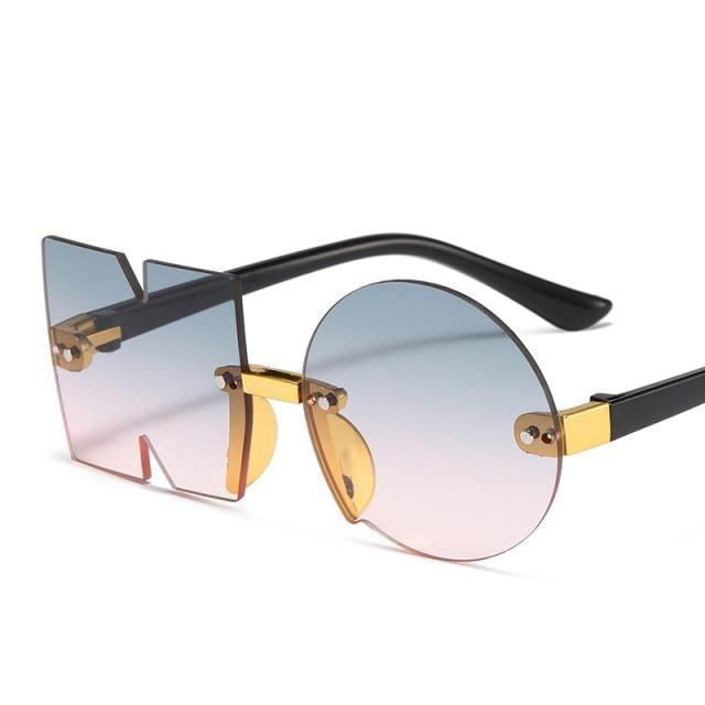 Letter NO Party Rimless Irregular Design Sunglasses For Men/Women Fashionable NO Sunglasses for Kids Oversize & Irregular Design Frameless Polygon Glasses For Children