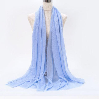 Light Soft Fashion Solid Scarf Crinkle Cotton Linen Wrap Shawl Hijab Muslim Woman Shawls Turban Islamic Clothing Head Wrap For Women