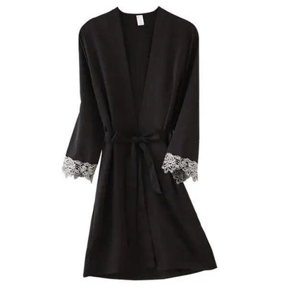 Lightweight Pink Women Sleepwear Classic Design Silk Bathrobe Lace Trim Bridesmaid Bride Party Robes