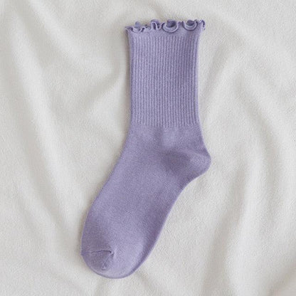 Little Flower Socks Girl's Socks Simple Solid Color Socks Women's Long Socks Kawaii Happy And Funny Breathable Socks For Women
