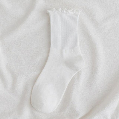 Little Flower Socks Girl's Socks Simple Solid Color Socks Women's Long Socks Kawaii Happy And Funny Breathable Socks For Women