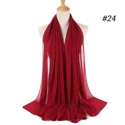 Long Lightweight Soft Solid Color Chiffon Scarfs Muslim Headscarf Hijab Scarf Shawls Wraps Hijab For Women 70*180cm