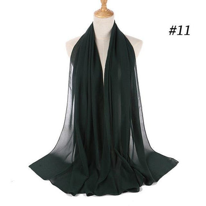 Long Lightweight Soft Solid Color Chiffon Scarfs Muslim Headscarf Hijab Scarf Shawls Wraps Hijab For Women 70*180cm