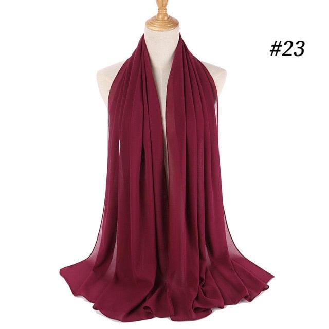 Long Lightweight Soft Solid Color Chiffon Scarfs Muslim Headscarf Hijab Scarf Shawls Wraps Hijab For Women 70*180cm